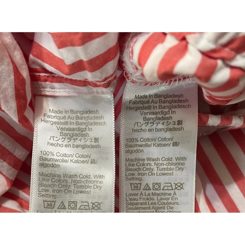 J.Crew Pajama Set Womens Medium Red White Striped Cotton Long Sleeve Sleepwear